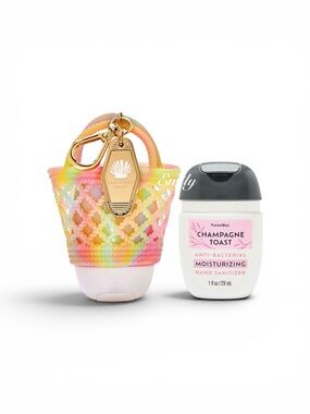 Bath & Body Works rainbow JELLY TOTE PocketBac Holder + CHAMPAGNE TOAST refill